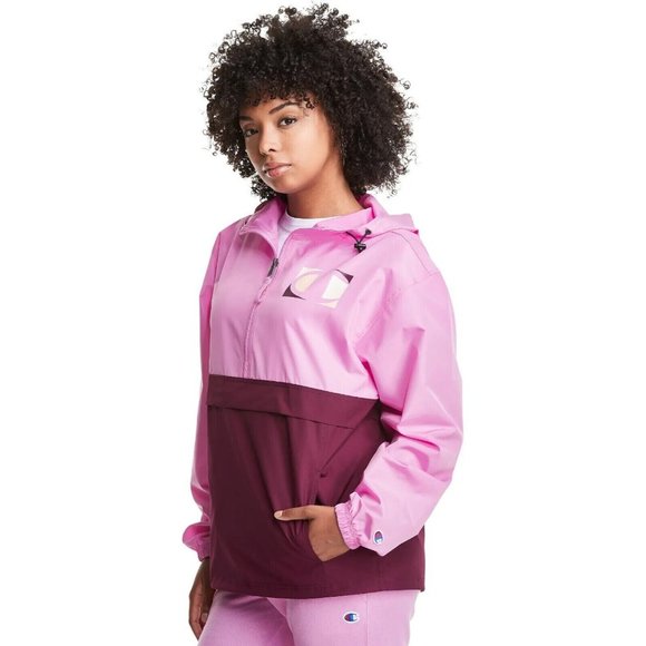 Champion Jacket Pink Stadium Packable Wind Water Resistant NWT - Picture 3 of 16